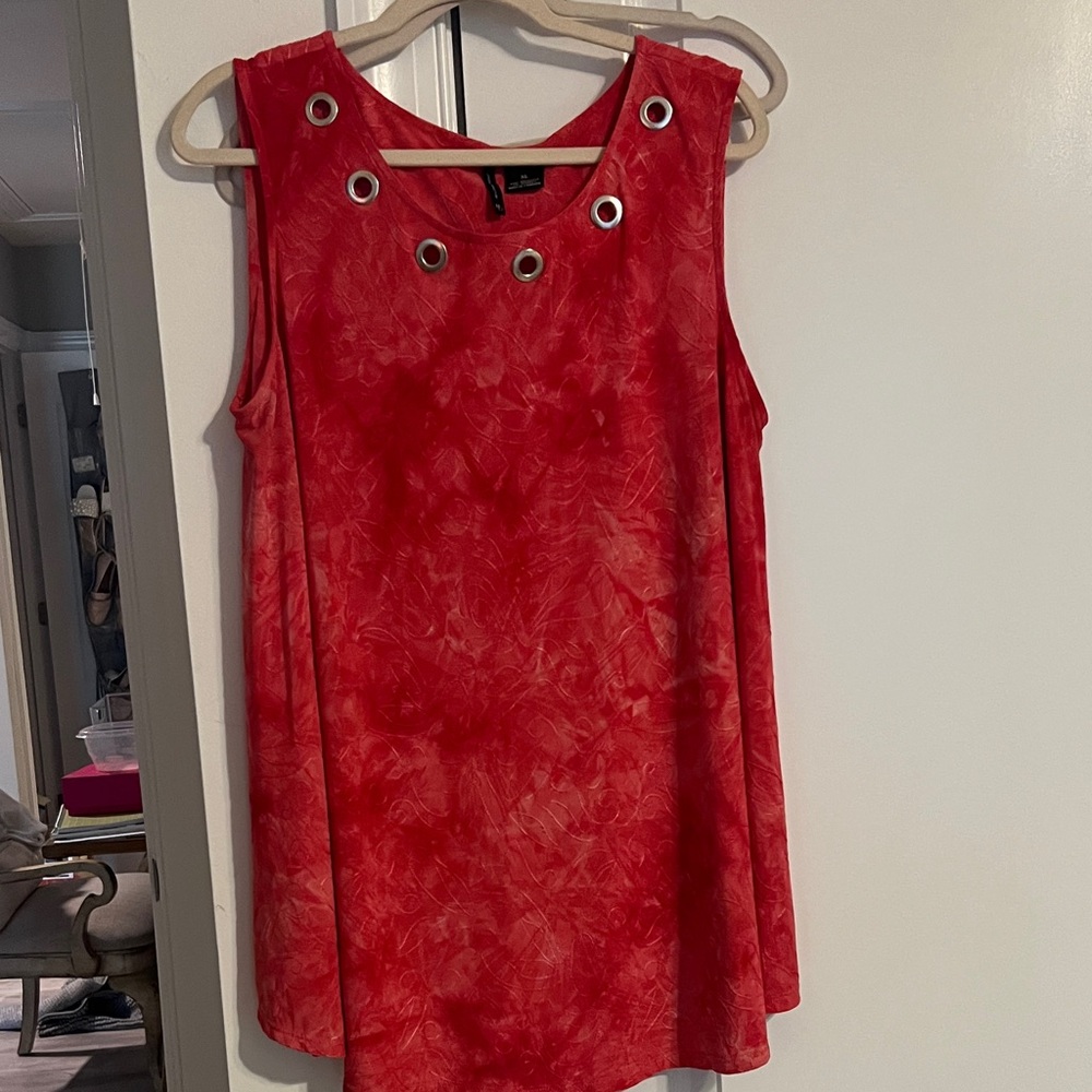 Sleeveless Hot Pink Tank With Grommets Women's Top